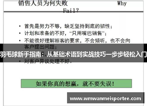 羽毛球新手指南：从基础术语到实战技巧一步步轻松入门